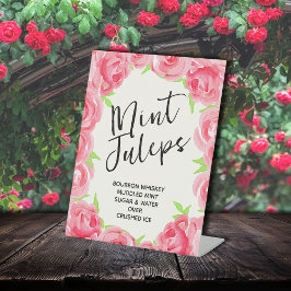 Roze Rozen Mint Juleps Derby Party Reclamebord Met Voetstuk
