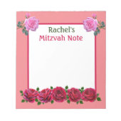 Roze Rozen Mitzvah Note Meisjes Notitieblok (Voorkant)