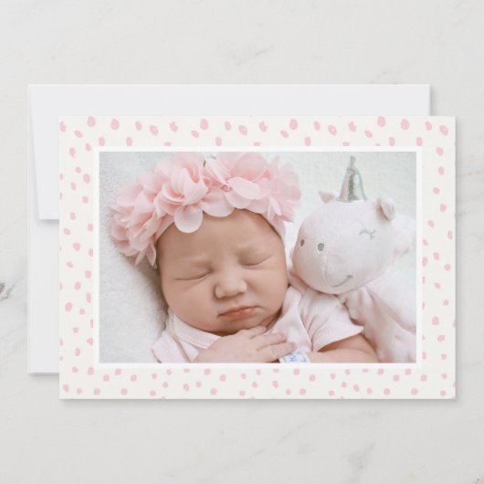 Roze rozen | Modern Elegant Floral Photo Birth Aankondiging (Achterkant)