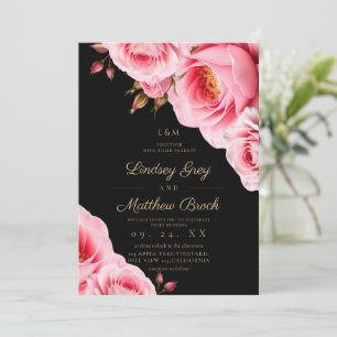 Roze Rozen Modern Goddelijke Bruiloft Kaart