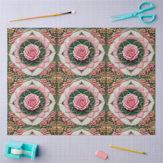 Roze Rozen Modern Mooi Collectie Tissuepapier (Craft)