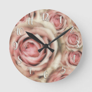 Roze Rozen Moderne Shabby Chic Romantische Aanpass Ronde Klok