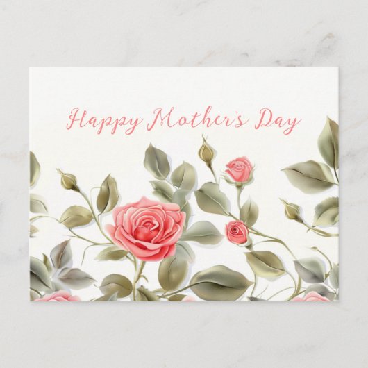 Roze Rozen  Moederdag Briefkaart (Voorkant)