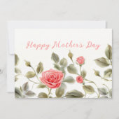 Roze Rozen  Moederdag Kaart (Voorkant)