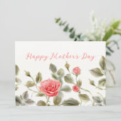 Roze Rozen Moederdag Kaart (Staand voorkant)