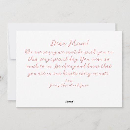 Roze Rozen Moederdag Kaart (Achterkant)