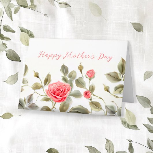 Roze Rozen Moederdag Kaart
