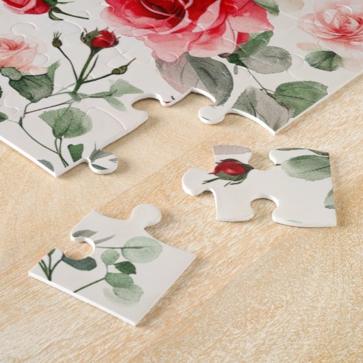 Roze rozen Moederdag Legpuzzel (Zijkant)