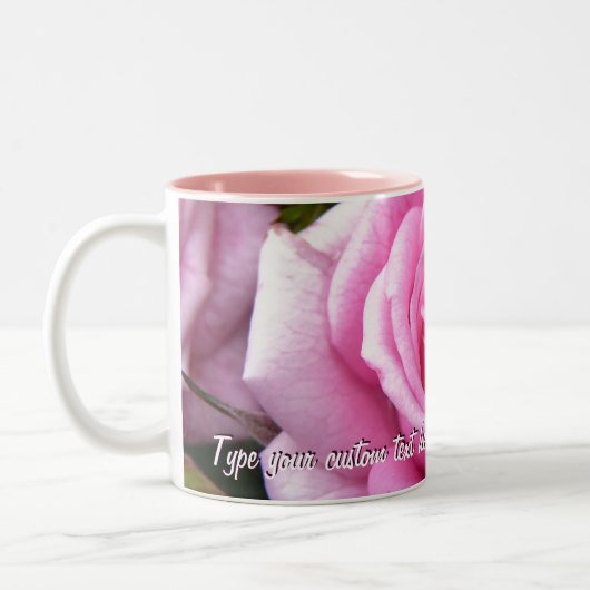 Roze rozen Mok Koffiebeker gepersonaliseerd Roos d (Links)