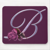 Roze rozen Monogram B Muismat (Voorkant)