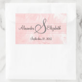 Roze Rozen Monogram Bruiloft Rechthoekige Sticker (Tas)