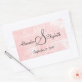 Roze Rozen Monogram Bruiloft Rechthoekige Sticker (Envelop)