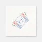  roze Rozen Monogram bruiloft Shower Servet (Voorkant)