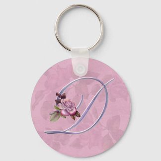 Roze rozen Monogram D Sleutelhanger