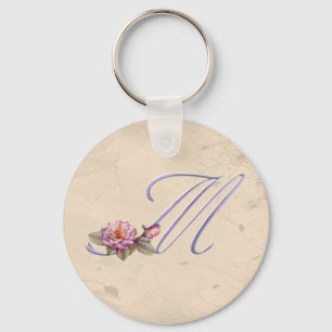 Roze rozen Monogram M Sleutelhanger