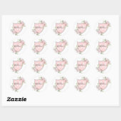 Roze Rozen Monogram Naam Crest Ronde Sticker (Vel)