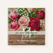 roze rozen Monogram Weddenschappen Notitieboek (Voorkant)