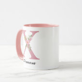 Roze Rozen Monogrammok Graduation Geschenk voor Ha Mok (Voorkant links)