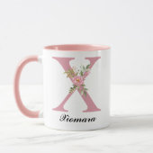 Roze Rozen Monogrammok Graduationcadeau voor haar Mok (Links)