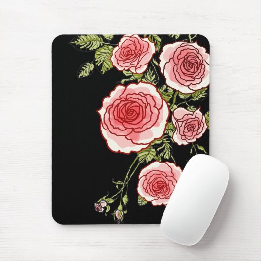  Roze Rozen Mousepad Muismat (Met muis)