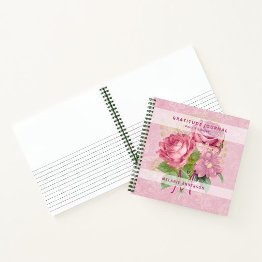Roze Rozen Munt Dankbaarheid Dankbaarheid Dagboek Notitieboek (Binnen)