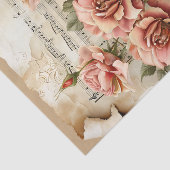 roze rozen muziekblad Ephemera Tissuepapier (Detail)