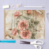 roze rozen muziekblad Ephemera Tissuepapier (Craft)