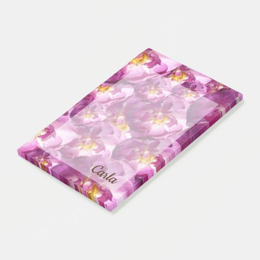 Roze Rozen Naam aangepaste Post-It Notities Post-it® Notes (Schuin)