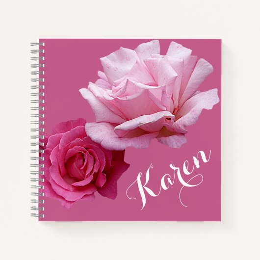  roze rozen naam Karen mooie bloemen Notitieboek (Voorkant)