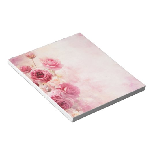  roze rozen notitieblok (Schuin)