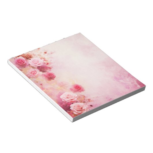  roze rozen notitieblok (Schuin)