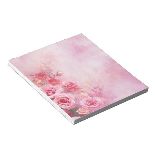  roze rozen notitieblok (Schuin)