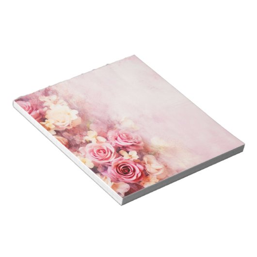  roze rozen notitieblok (Schuin)