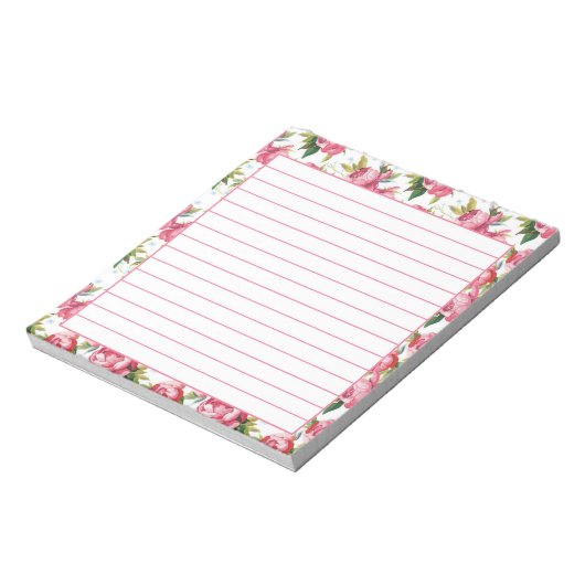 Roze rozen notitieblok (Linkerzijde)