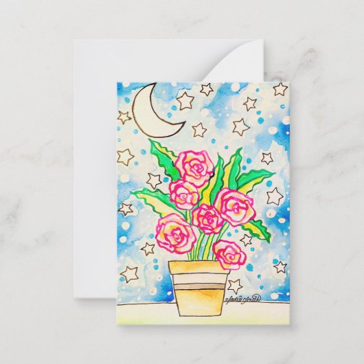 Roze Rozen Notitiekaartje (Voorkant)
