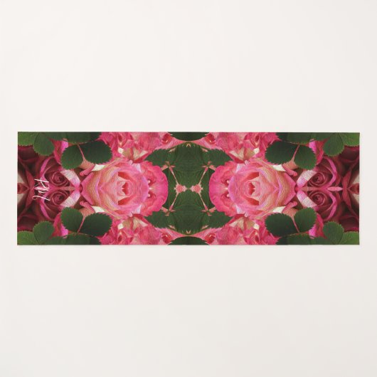 Roze Rozen Olieverfschilderij Gespiegeld Bloempatr Yogamat (Voorkant (horizontaal))