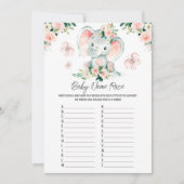 Roze Rozen Olifant Baby Naam Race Baby shower Kaart (Voorkant)