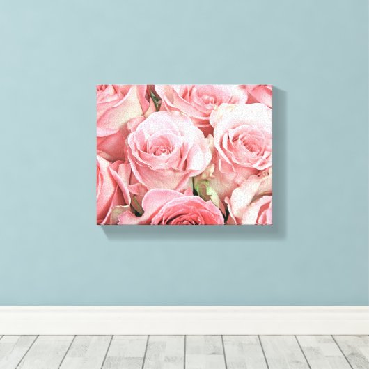 Roze rozen omgepakt Canvas (Insitu (Houten vloer))