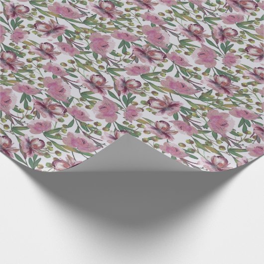 Roze rozen omslagpapier cadeaupapier (Hoek)