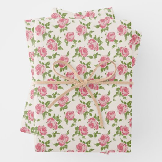 Roze rozen omslagpapier inpakpapier vel (In situ)