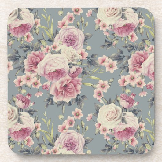 roze rozen onderzetter (Voorkant)