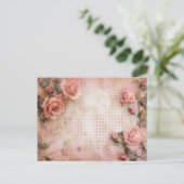 Roze  Rozen ontkoppelingspatroon Briefkaart (Staand voorkant)