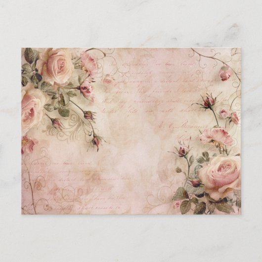 Roze  Rozen ontkoppelingspatroon Briefkaart (Voorkant)