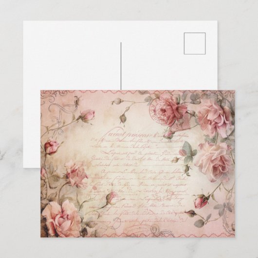 Roze  Rozen ontkoppelingspatroon Briefkaart (Voorkant / Achterkant)