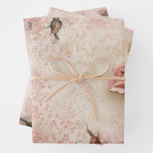Roze  Rozen ontkoppelingspatroon Inpakpapier Vel (In situ)