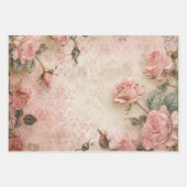 Roze  Rozen ontkoppelingspatroon Inpakpapier Vel (Voorkant)