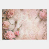 Roze  Rozen ontkoppelingspatroon Inpakpapier Vel (Voorkant)