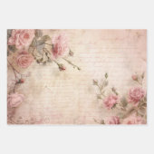 Roze Rozen ontkoppelingspatroon Inpakpapier Vel (Voorkant 3)