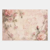 Roze Rozen ontkoppelingspatroon Inpakpapier Vel (Voorkant)