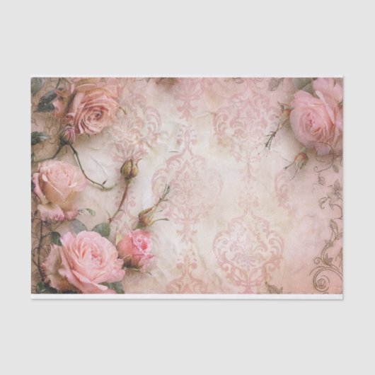 Roze  Rozen ontkoppelingspatroon Tissuepapier (Voorkant)